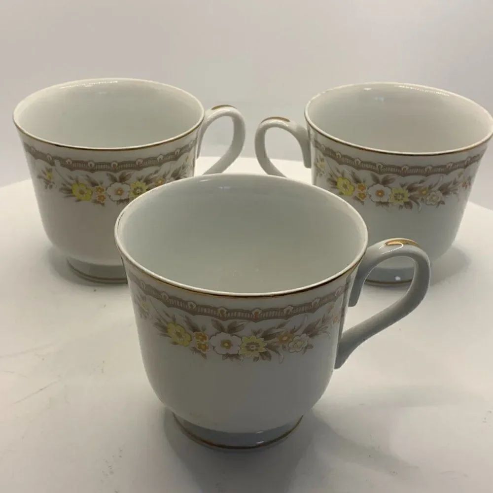 3-3" Fine China Footed Cups Ecko Intl. Golden Autumn